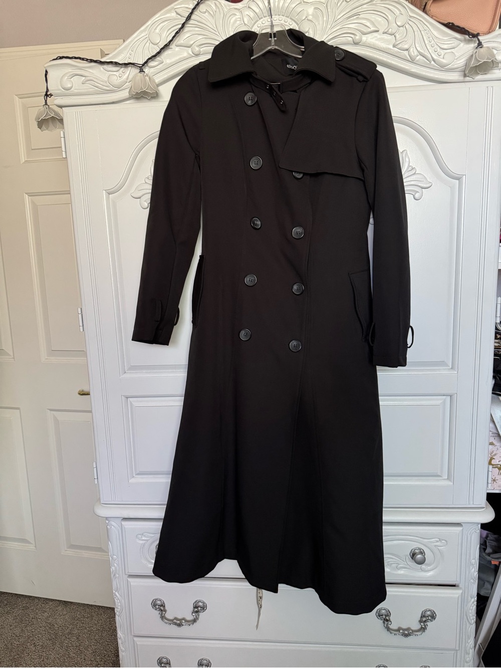 Boss Black Double-Breasted Maxi Trench Dress